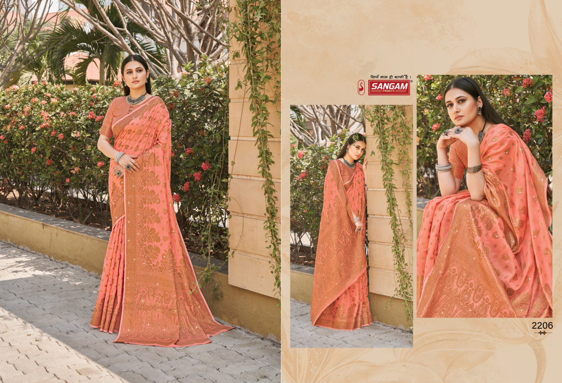 sangam print rajori cotton attractive look saree catalog