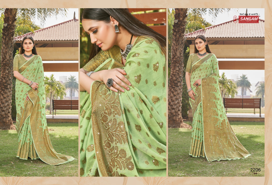 sangam print rajori cotton attractive look saree catalog