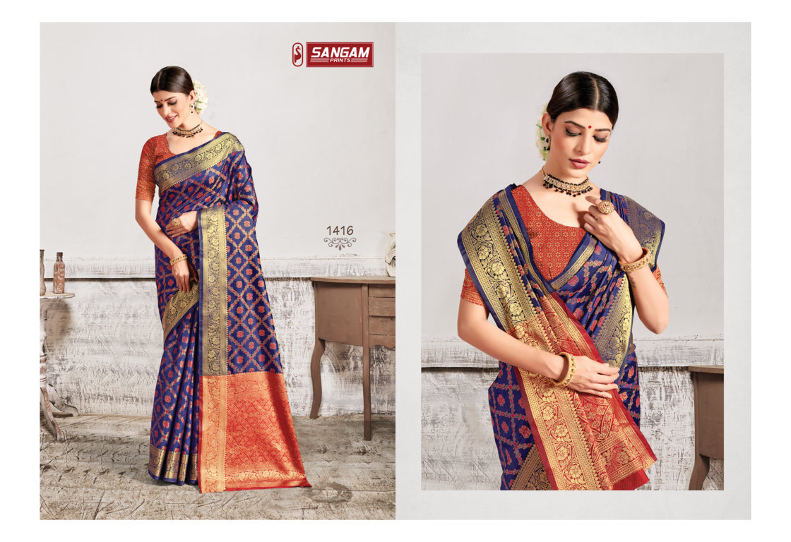 sangam print royal silk patola silk elegant look saree catalog