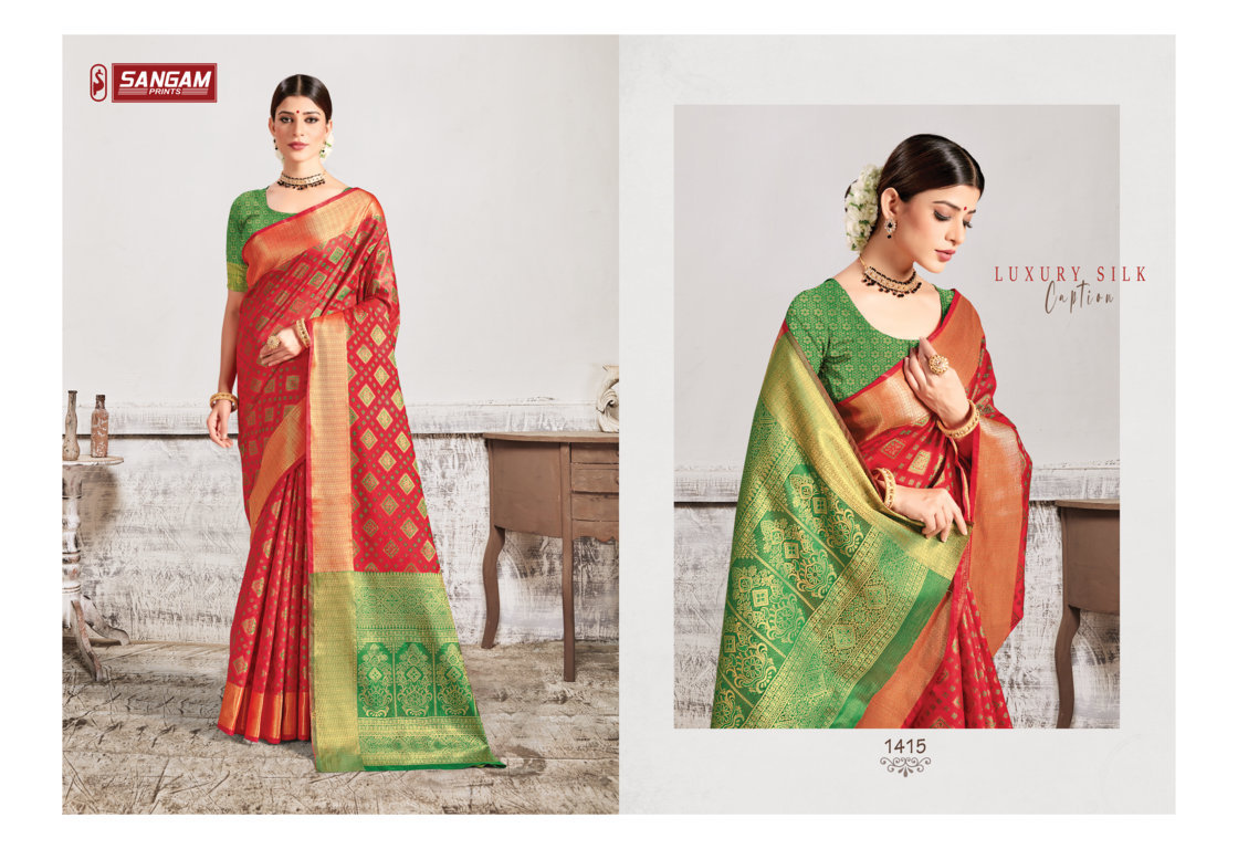 sangam print royal silk patola silk elegant look saree catalog