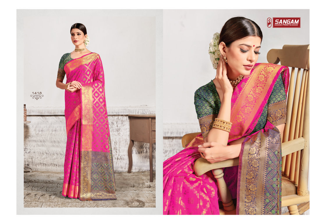 sangam print royal silk patola silk elegant look saree catalog