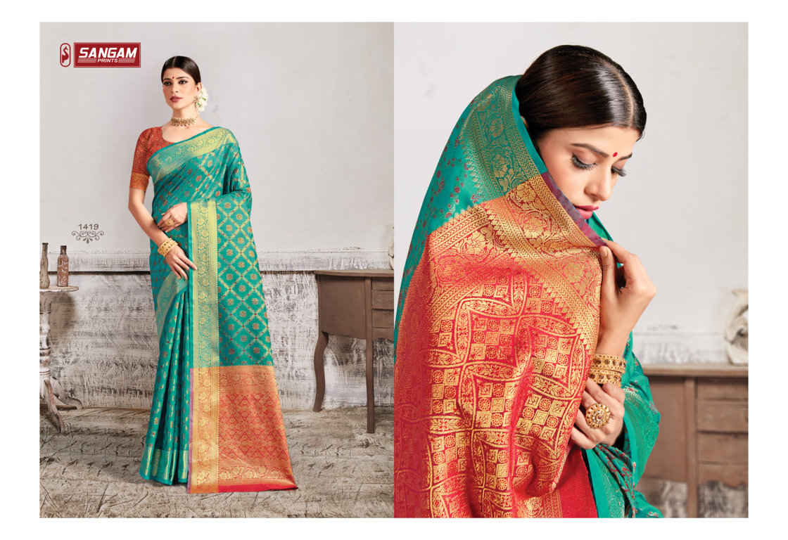 sangam print royal silk patola silk elegant look saree catalog