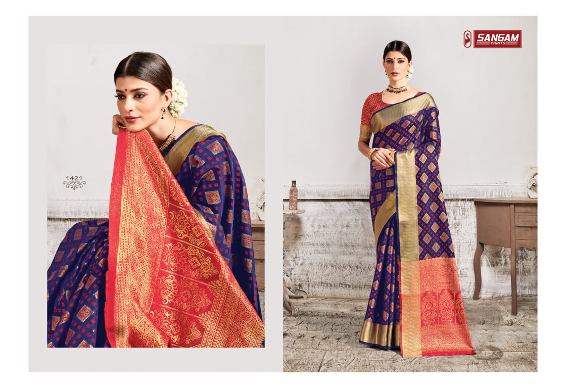 sangam print royal silk patola silk elegant look saree catalog