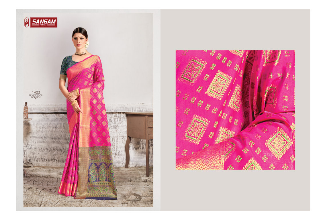 sangam print royal silk patola silk elegant look saree catalog