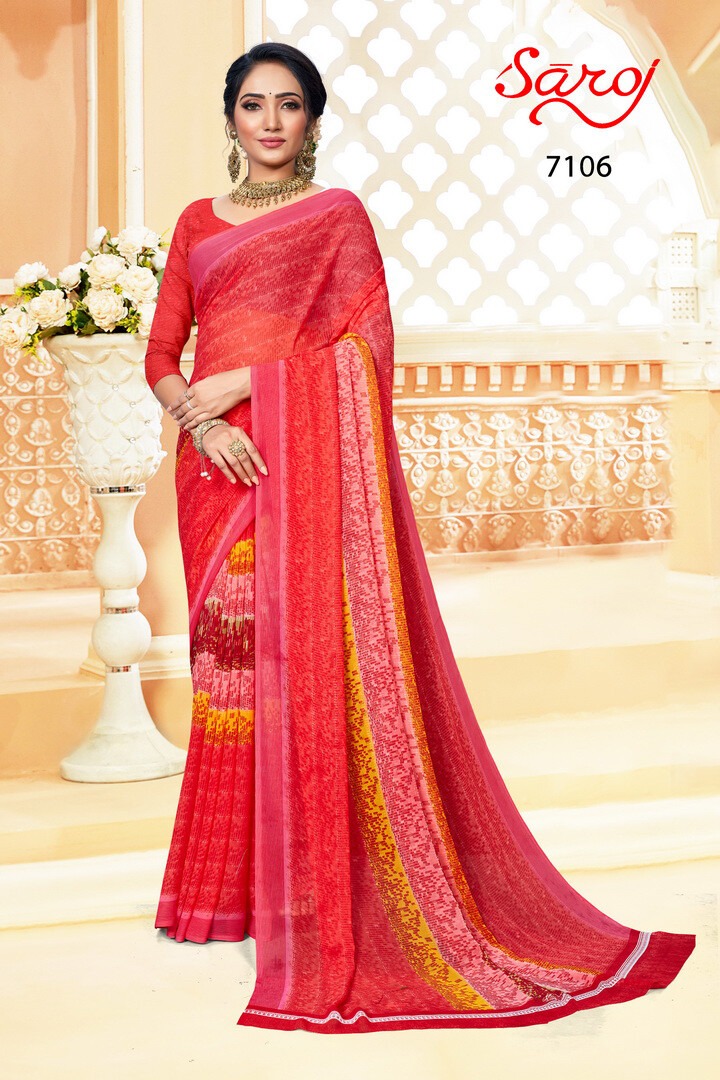 saroj saree spring georgette vol 2 Georgette ecclusive print saree catalog