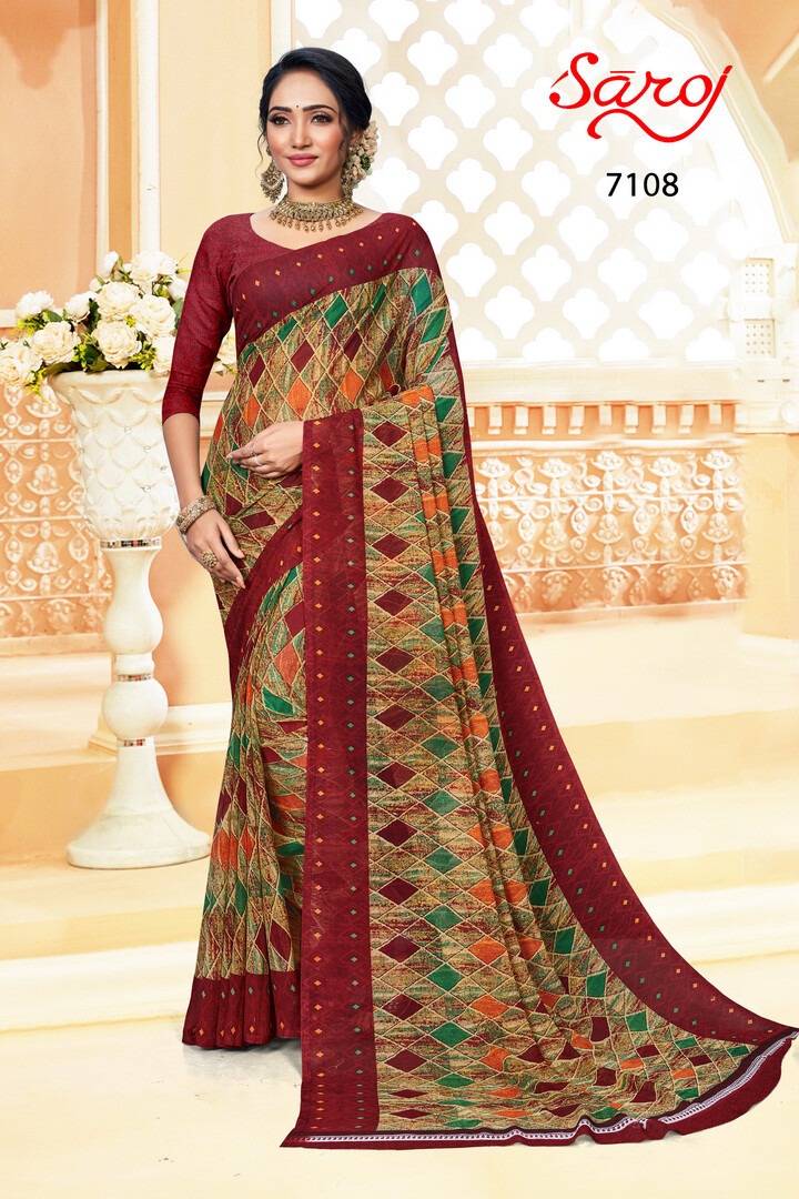 saroj saree spring georgette vol 2 Georgette ecclusive print saree catalog