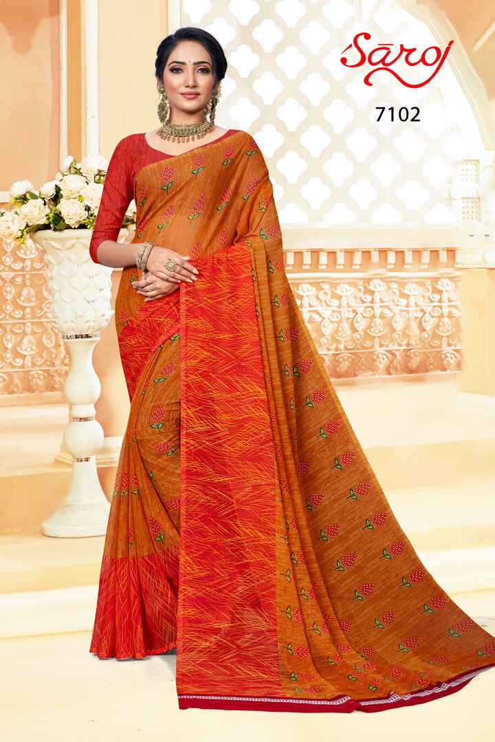 saroj saree spring georgette vol 2 Georgette ecclusive print saree catalog