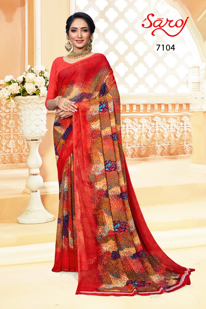 saroj saree spring georgette vol 2 Georgette ecclusive print saree catalog