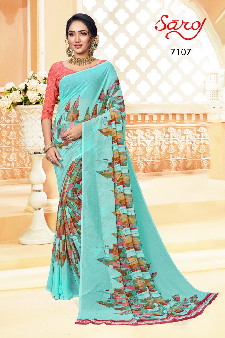 saroj saree spring georgette vol 2 Georgette ecclusive print saree catalog