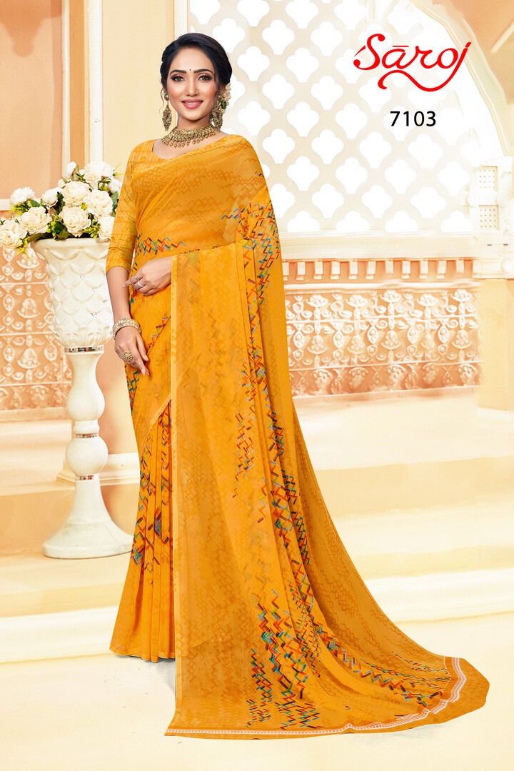 saroj saree spring georgette vol 2 Georgette ecclusive print saree catalog