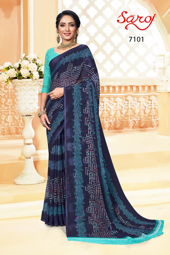 saroj saree spring georgette vol 2 Georgette ecclusive print saree catalog