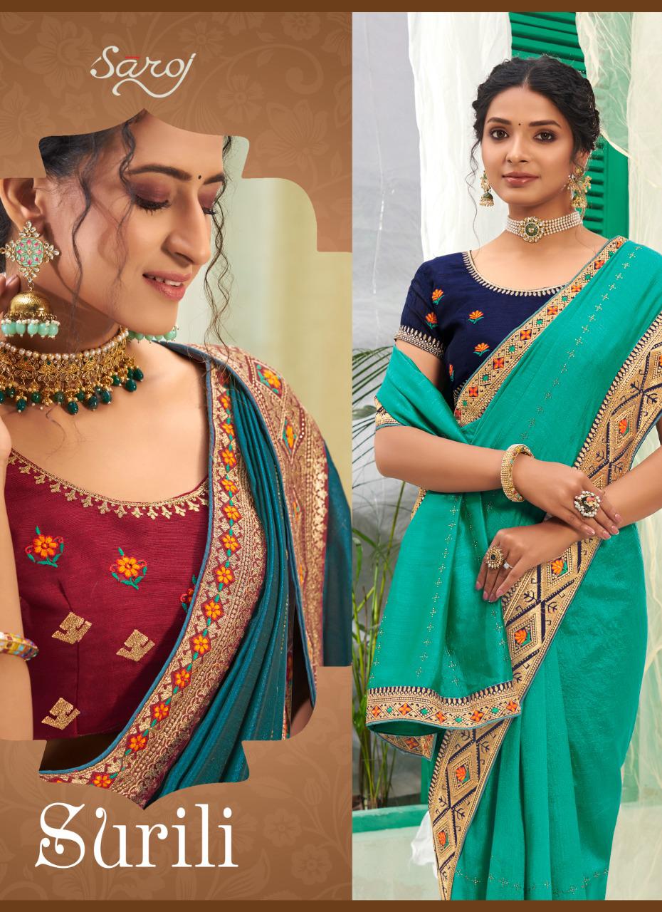 saroj saree surili silk gorgeous look saree catalog