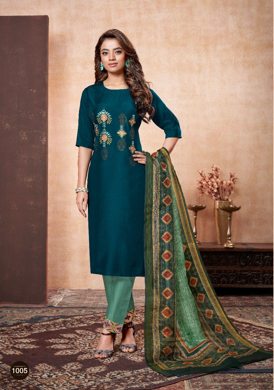 selesta mayra silk gogreous look top  bottom with dupatta catalog