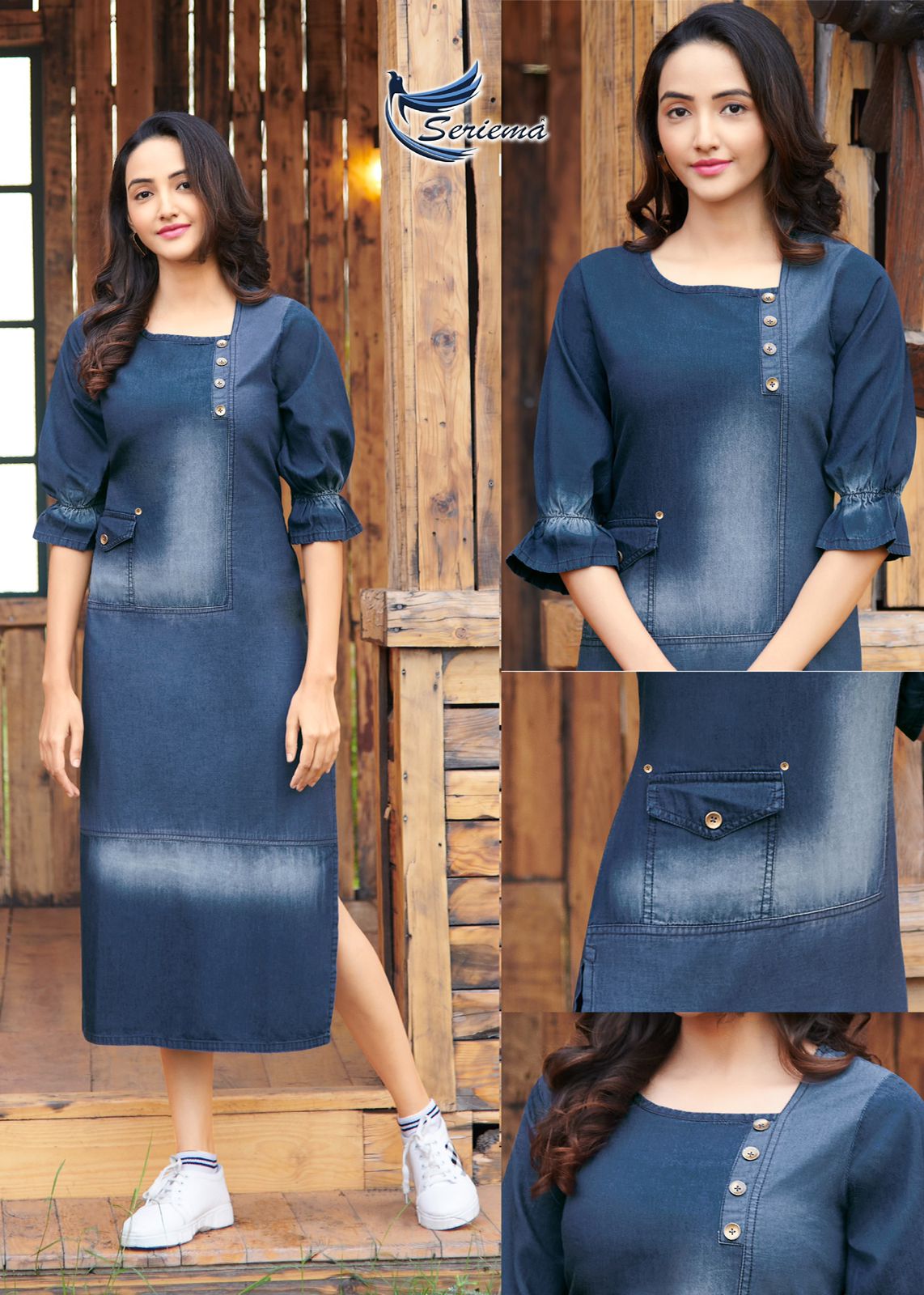 seriema kumb capture vol 2 cotton denim stylish look funky look kurti catalog