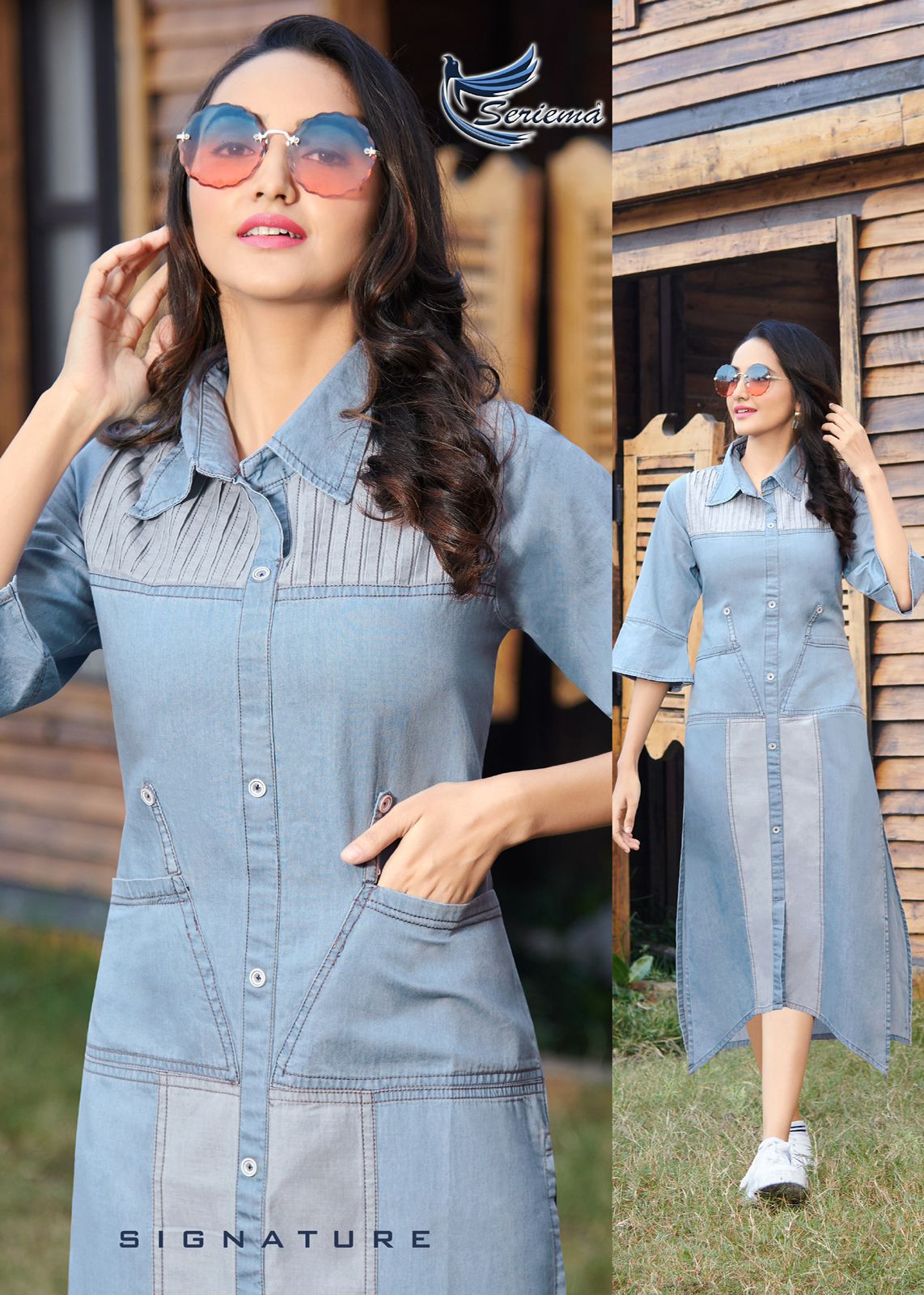 seriema kumb capture vol 2 cotton denim stylish look funky look kurti catalog