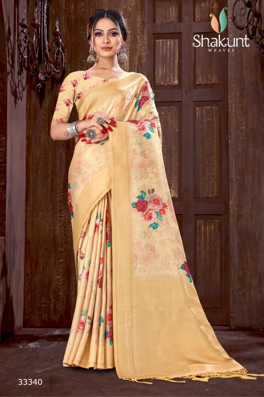 shakunt weaves black cheery  silk decent look saree catalog