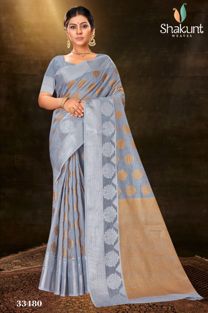 shakunt weaves sks linen 3023 elegant saree catalog