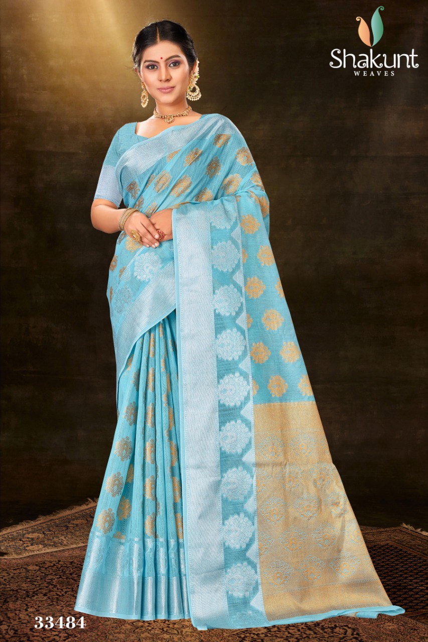 shakunt weaves sks linen 3023 elegant saree catalog