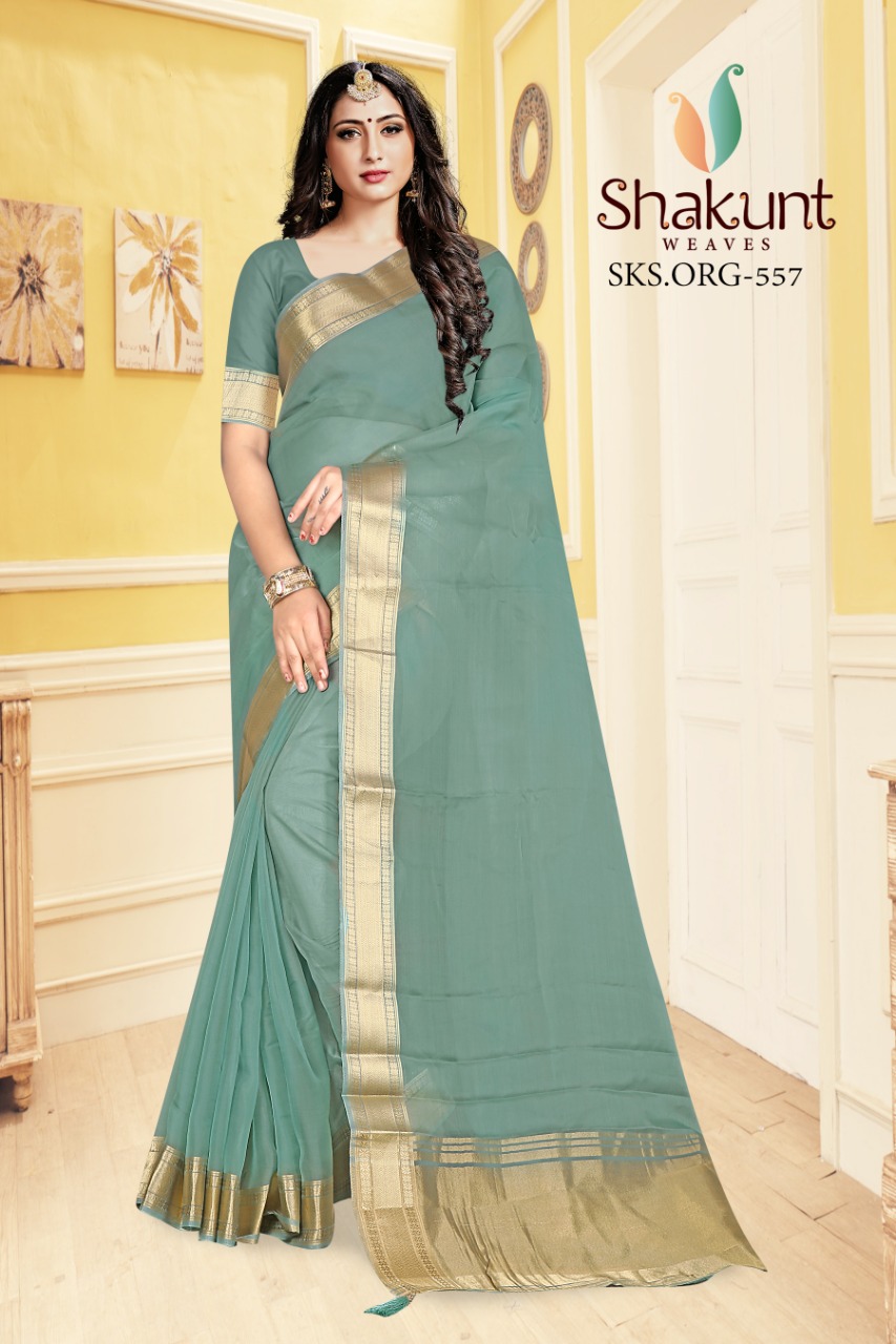 shakunt weaves sks org 557 organza catchy look saree catalog