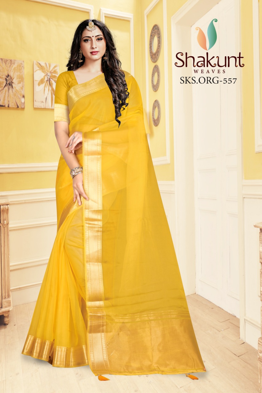 shakunt weaves sks org 557 organza catchy look saree catalog