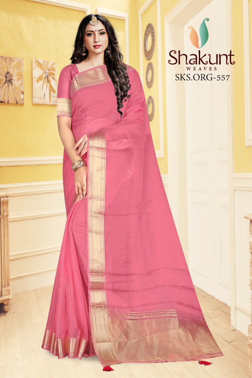 shakunt weaves sks org 557 organza catchy look saree catalog