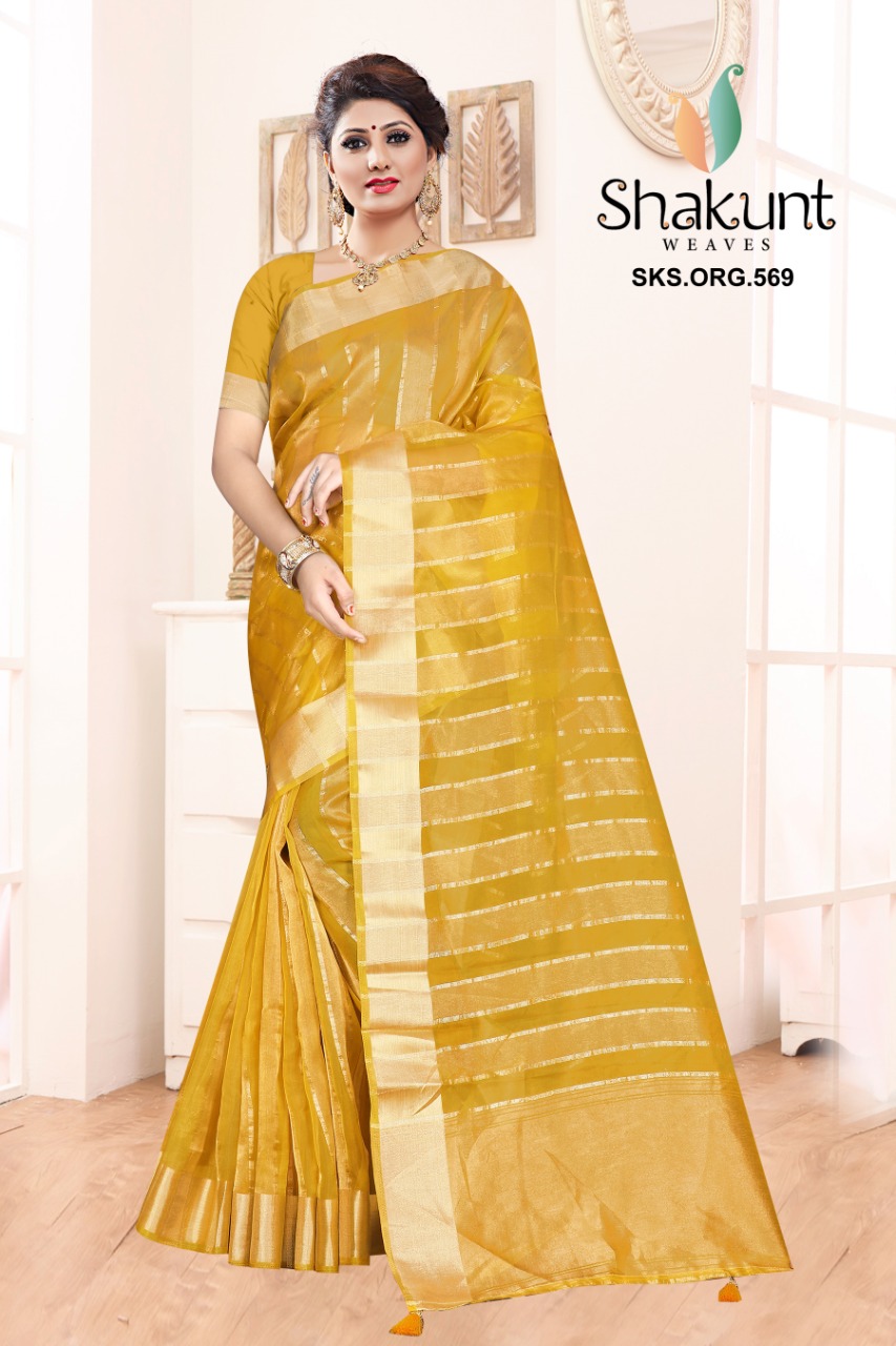 shakunt weaves sks org 569 organza decent look saree catalog