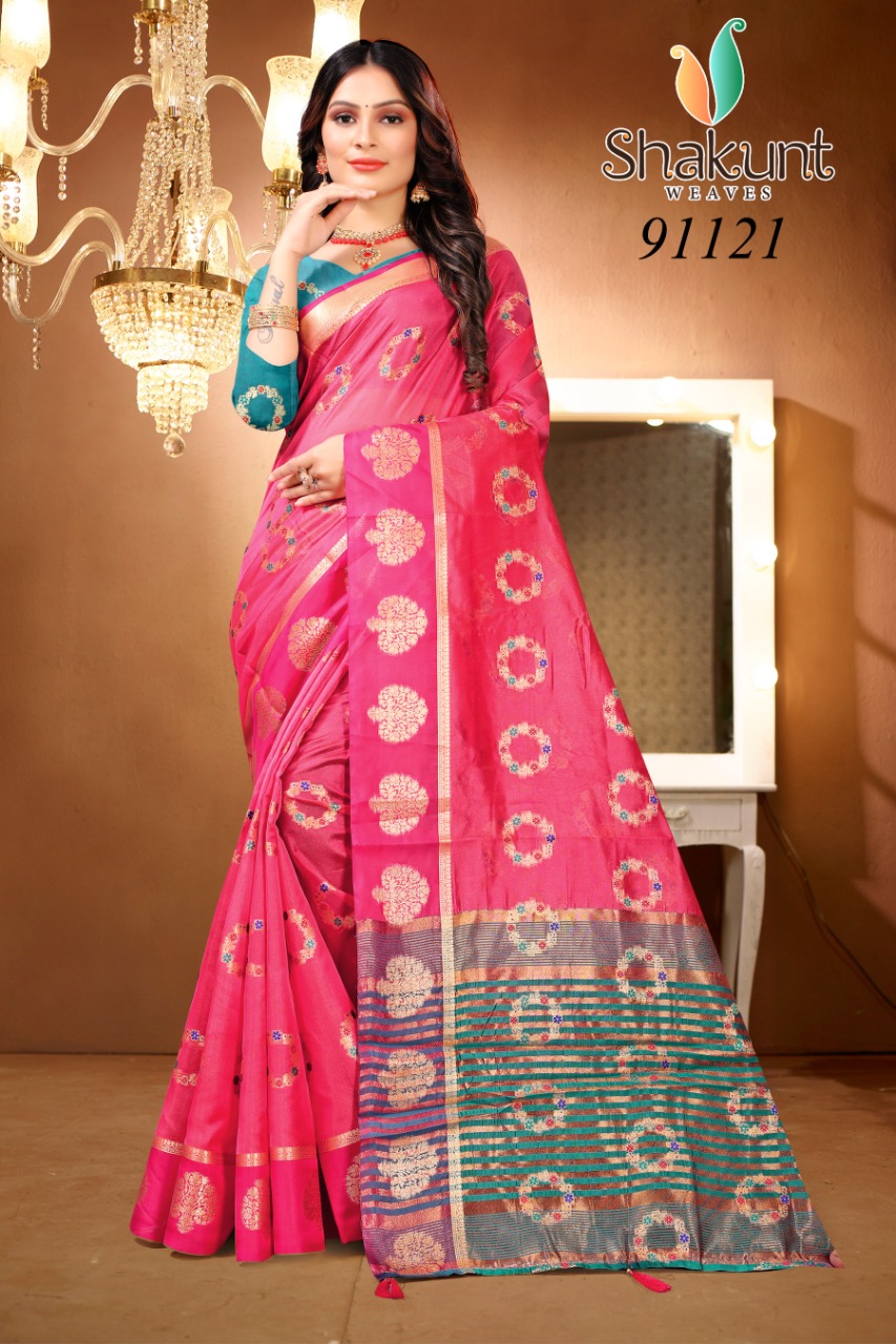 shakunt weaves sks org 571 organza decent look saree catalog