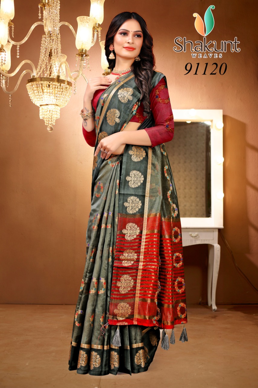 shakunt weaves sks org 571 organza decent look saree catalog