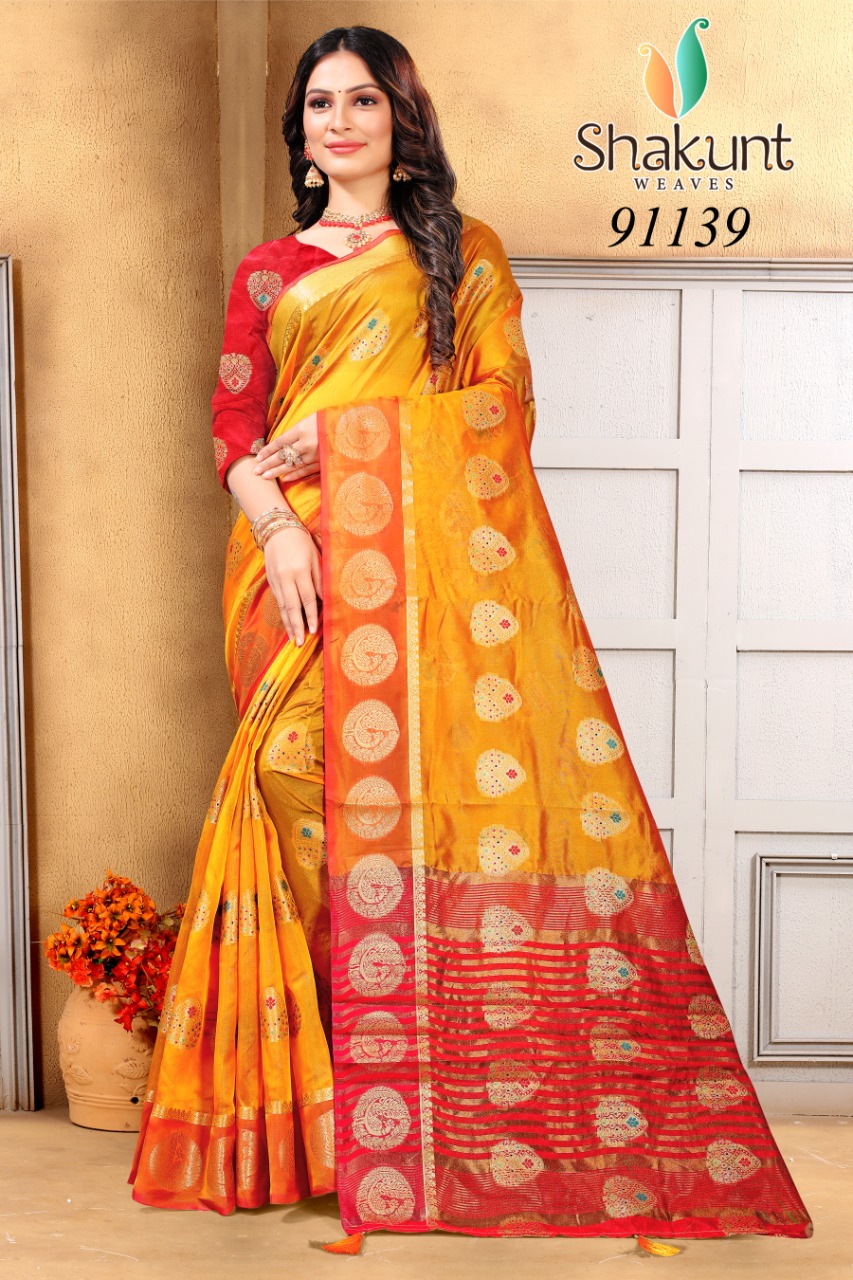 shakunt weaves sks org 572 organza regal look saree catalog