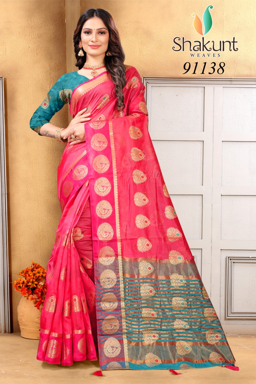 shakunt weaves sks org 572 organza regal look saree catalog