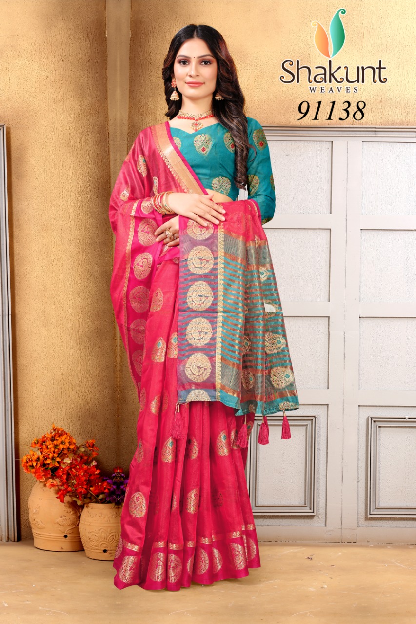 shakunt weaves sks org 572 organza regal look saree catalog