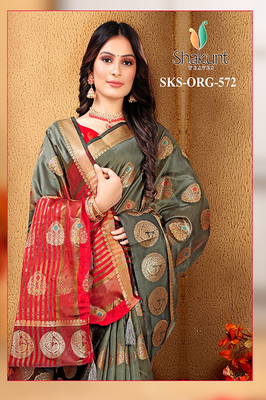 shakunt weaves sks org 572 organza regal look saree catalog