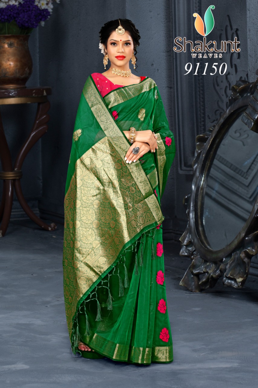 shakunt weaves sks org 576 organza regal look saree catalog