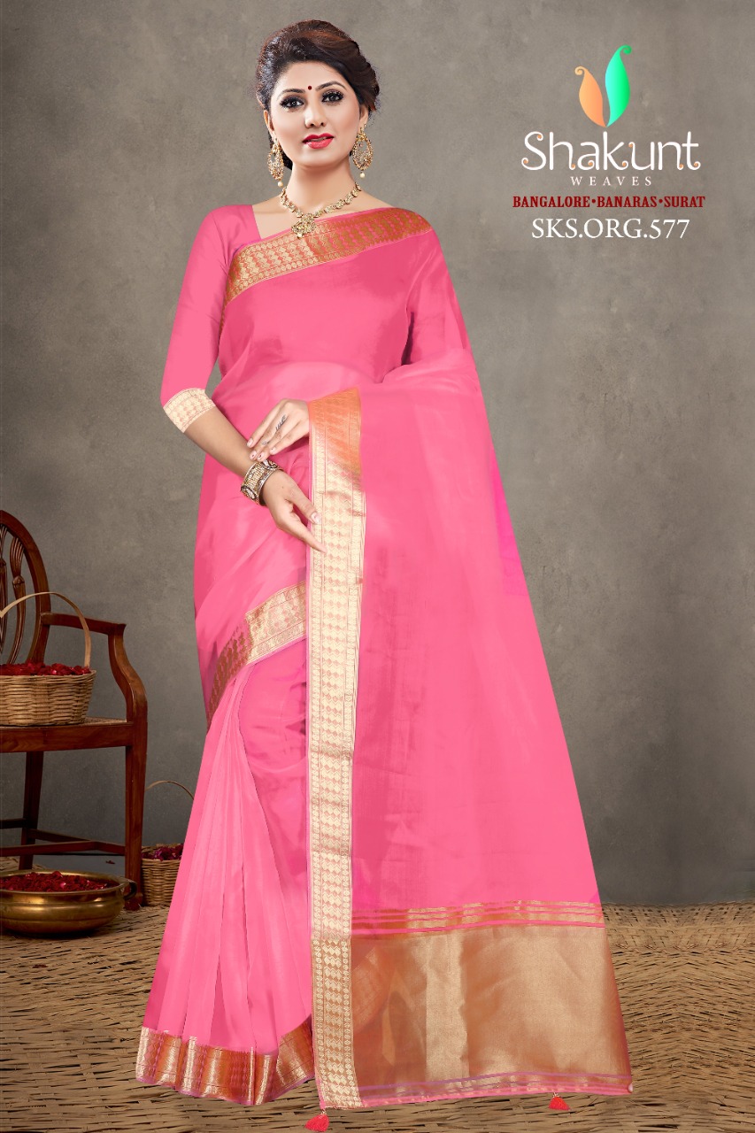 shakunt weaves sks org 577 organza decent look saree catalog