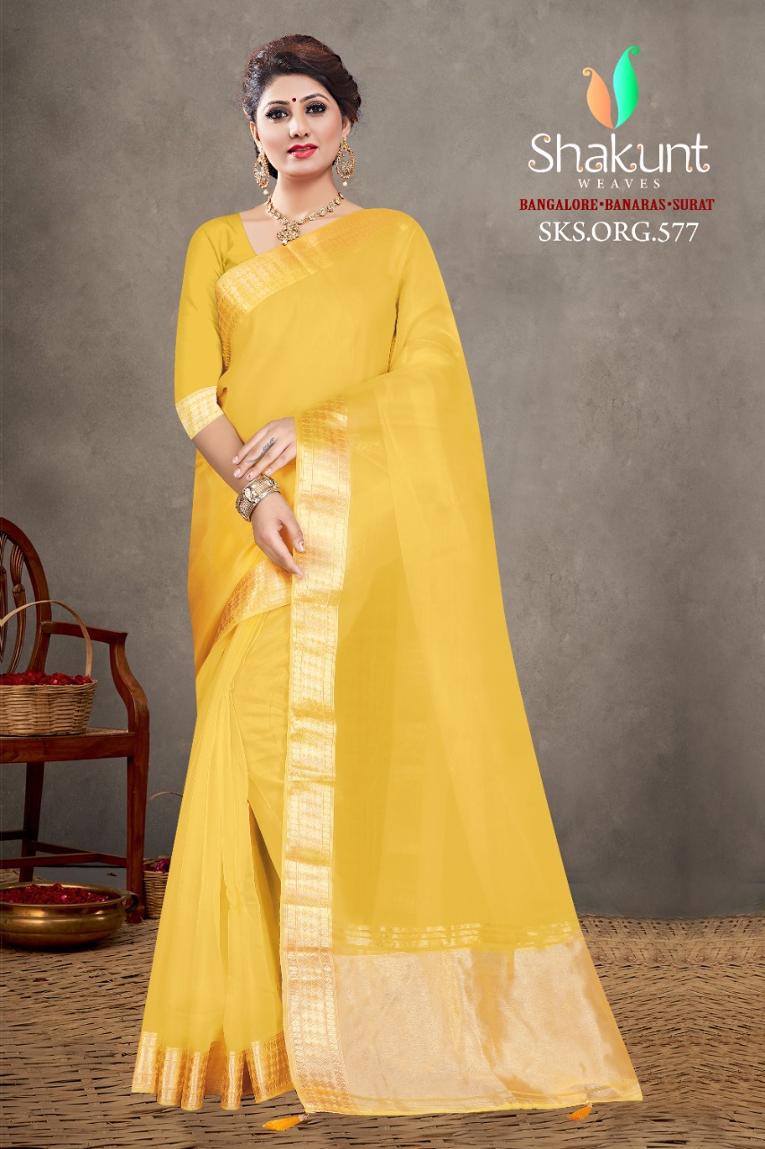 shakunt weaves sks org 577 organza decent look saree catalog