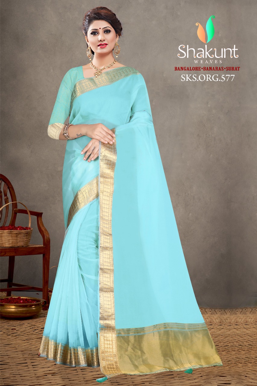 shakunt weaves sks org 577 organza decent look saree catalog