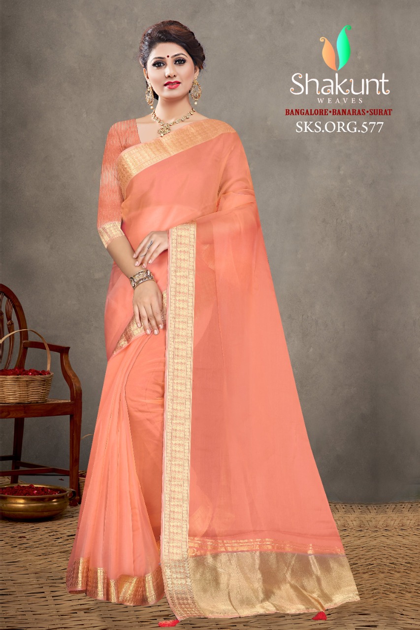 shakunt weaves sks org 577 organza decent look saree catalog