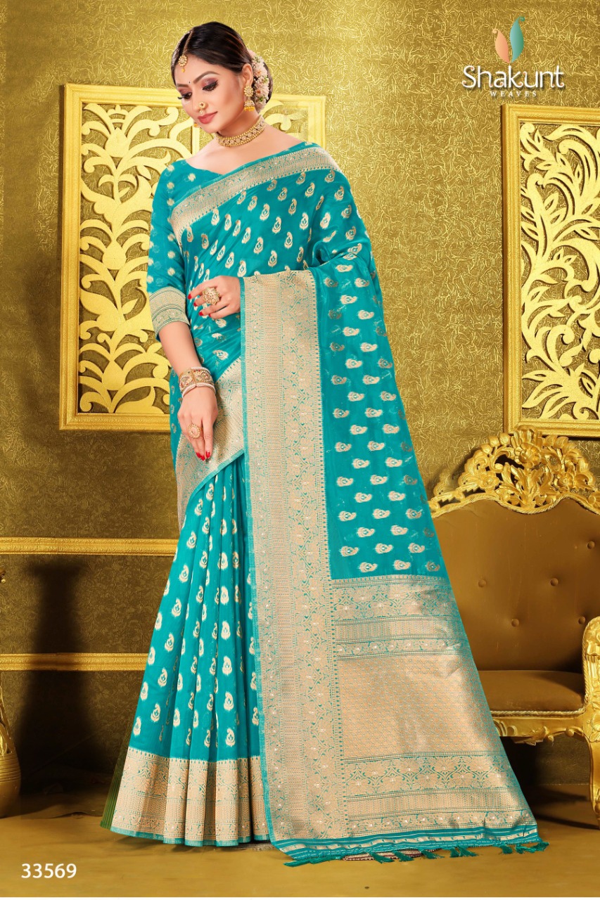 shakunt weaves sks org 618 organza attrective look saree catalog