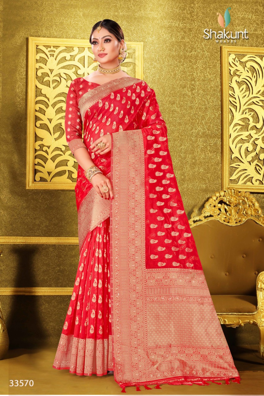 shakunt weaves sks org 618 organza attrective look saree catalog