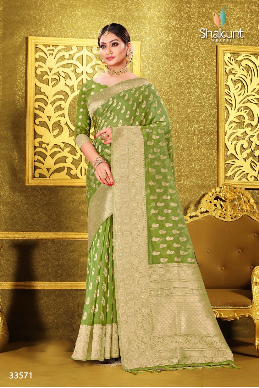 shakunt weaves sks org 618 organza attrective look saree catalog