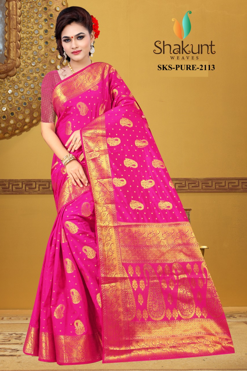 shakunt weaves sks pure 2113 silk attractive look saree catalog