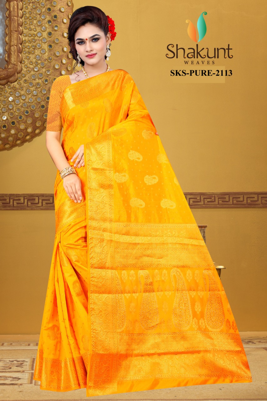 shakunt weaves sks pure 2113 silk attractive look saree catalog