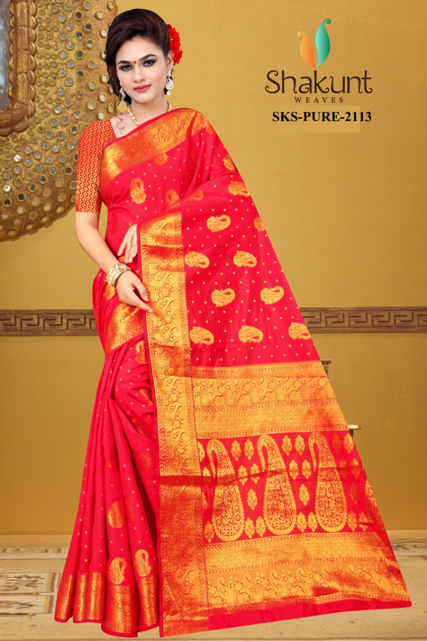 shakunt weaves sks pure 2113 silk attractive look saree catalog