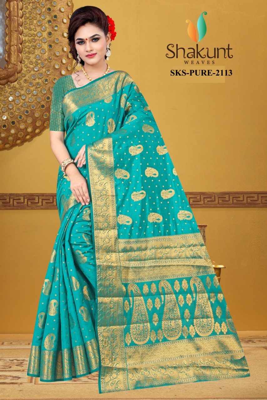 shakunt weaves sks pure 2113 silk attractive look saree catalog