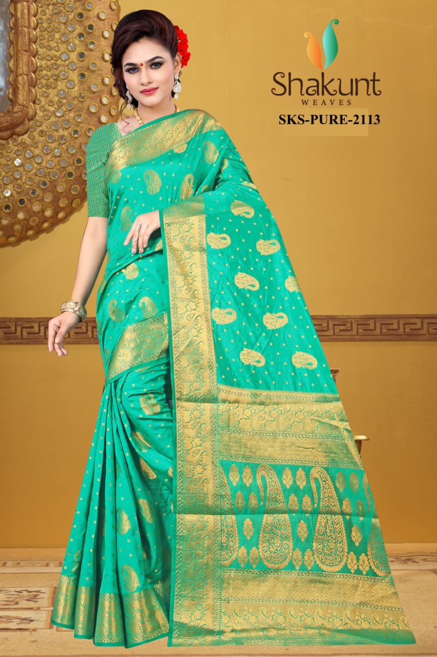 shakunt weaves sks pure 2113 silk attractive look saree catalog