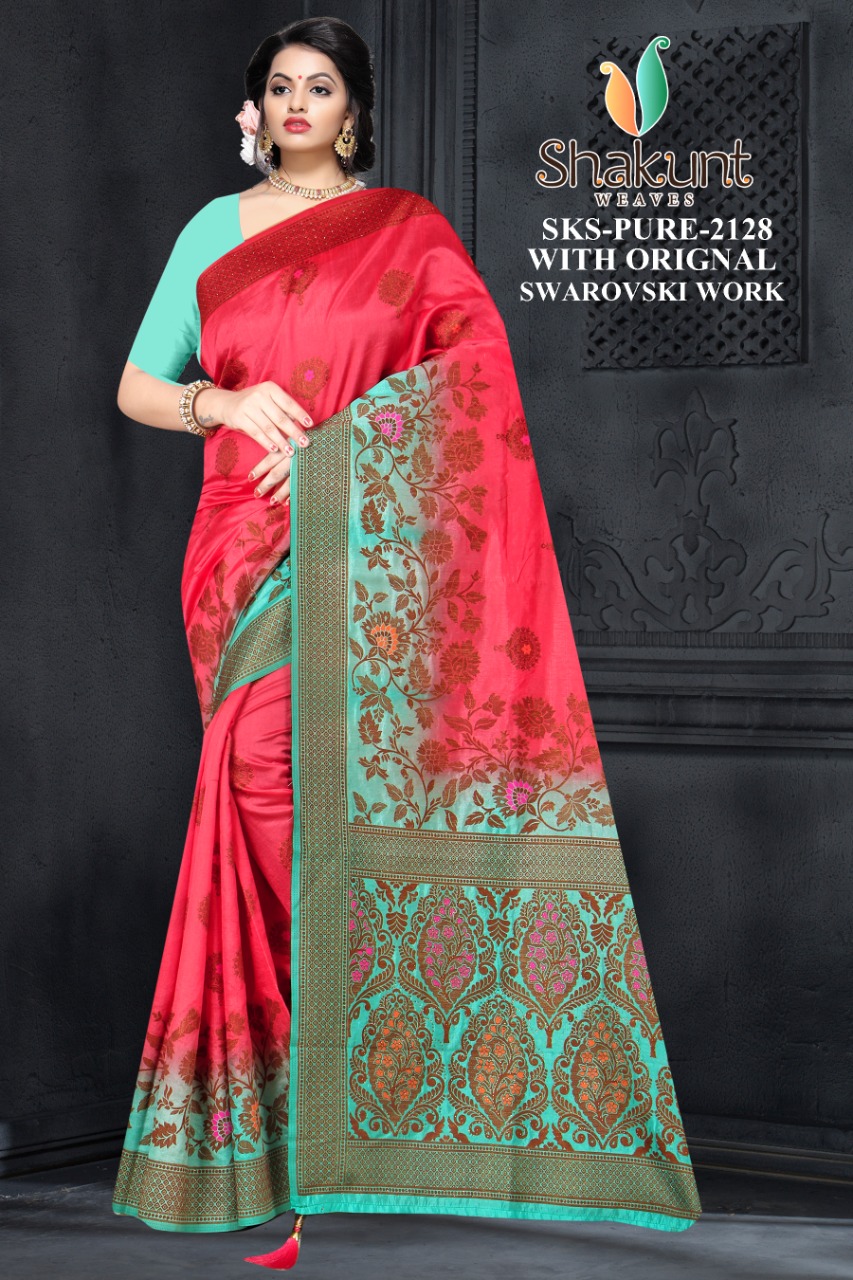 shakunt weaves sks pure 2128 silk attractive look saree catalog