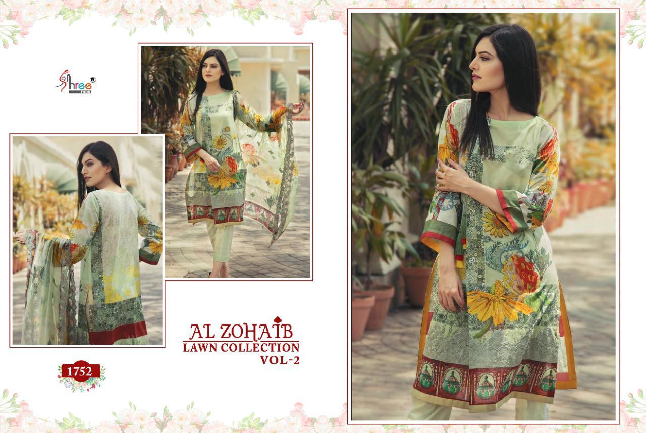 shree fab al zohaib lawn collection vol 2 cotton exclusive print with cotton malmal dupatta catalog