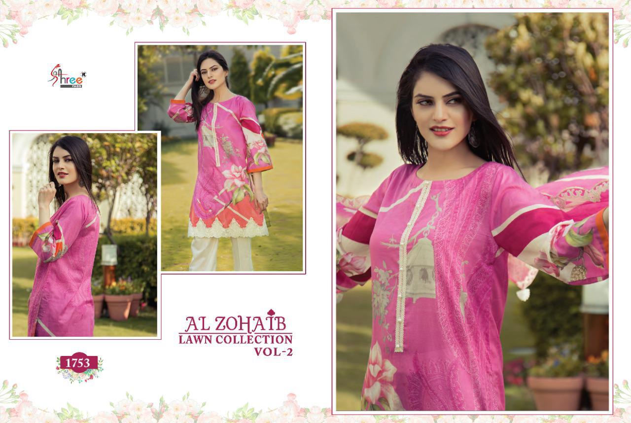 shree fab al zohaib lawn collection vol 2 cotton exclusive print with cotton malmal dupatta catalog