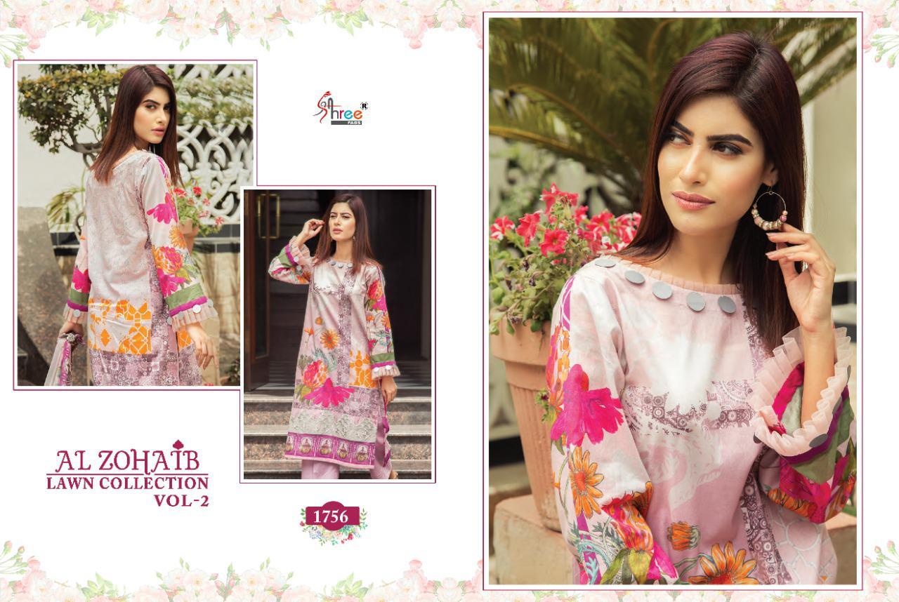 shree fab al zohaib lawn collection vol 2 cotton exclusive print with cotton malmal dupatta catalog