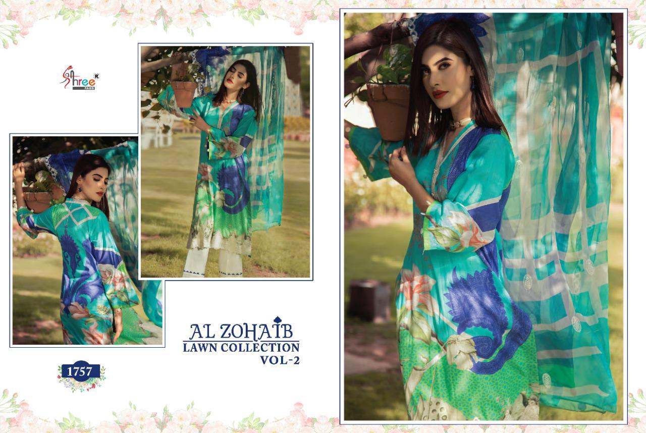 shree fab al zohaib lawn collection vol 2 cotton exclusive print with cotton malmal dupatta catalog